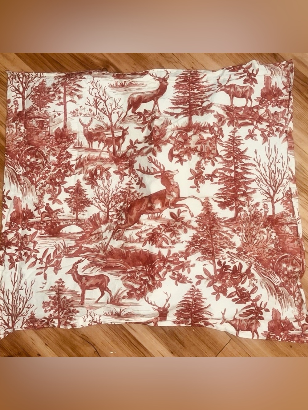 Pottery Barn Euro Alpine Toile Pillow Sham Deer Woodland 26x26 Organic Cotton